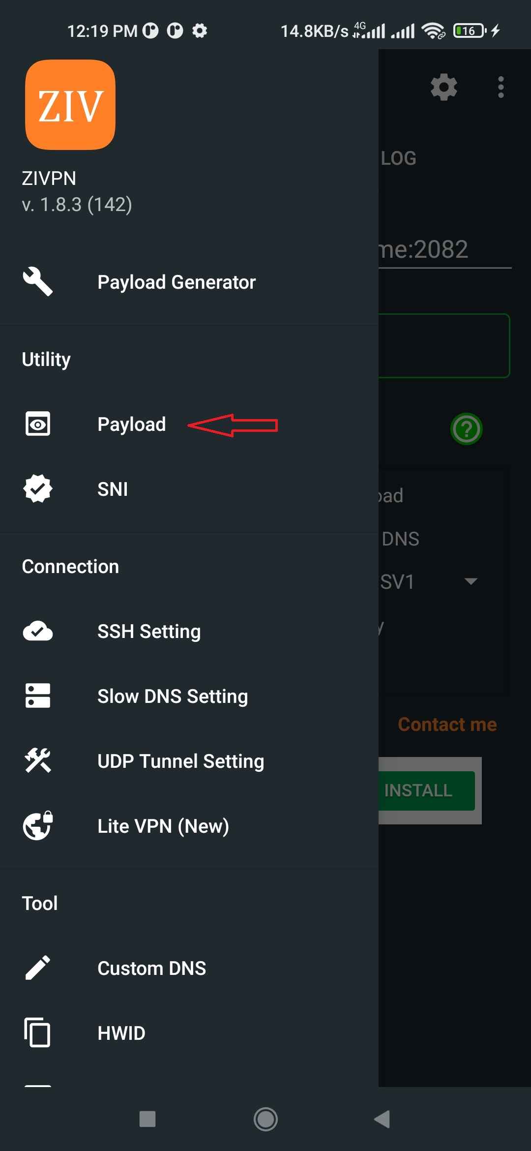 SSH Proxy + Payload Setup Step 1